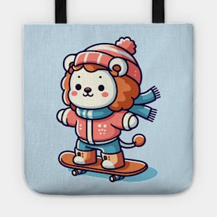 Cute lion Snowboarding Tote