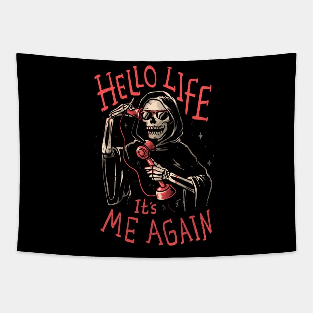 Death Call - Funny Grim Reaper Skull Death Gift Tapestry by eduely