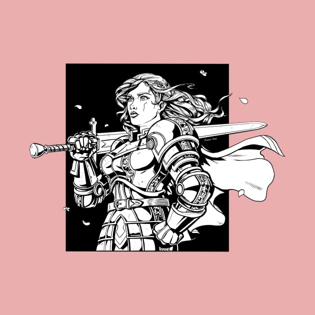 Woman in Armor with Sword - Paladin Drawing by Michael Howe Arts