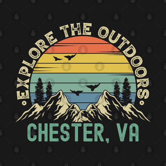 Chester, Virginia - Explore The Outdoors - Chester, VA Colorful Vintage Sunset by Feel Good Clothing Co.