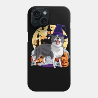 Border Collie Scary Halloween Witch Pumpkin Phone Case