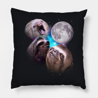 Three Sloths Howl at the Moon Pillow