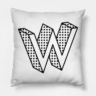 3D Ben Day Dot Isometric Letter W Pillow