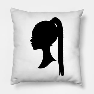 Black barbie with braids style silhouette Pillow