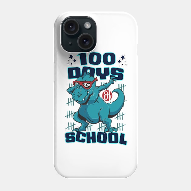 100 Days of school featuring a T-rex dino Dabbing #3 Phone Case by XYDstore