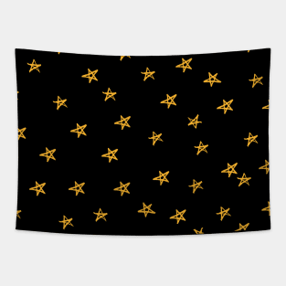 Cute Yellow and Black Star Pattern Tapestry