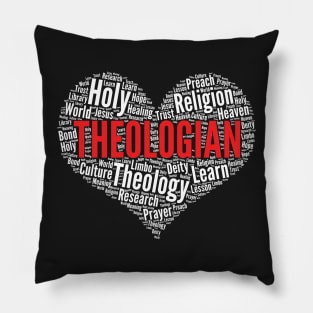 Theologian Heart Shape Word Cloud Design design Pillow