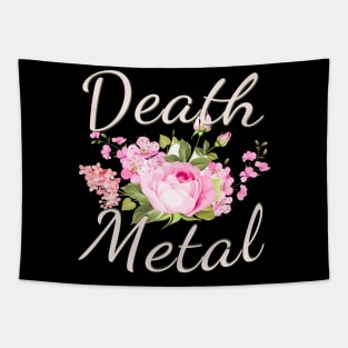 Funny Death Metal with a Floral Design Tapestry