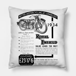 A vintage Royal Enfield Advert Pillow