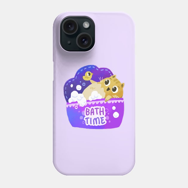 bath time cat Phone Case by Zhuna