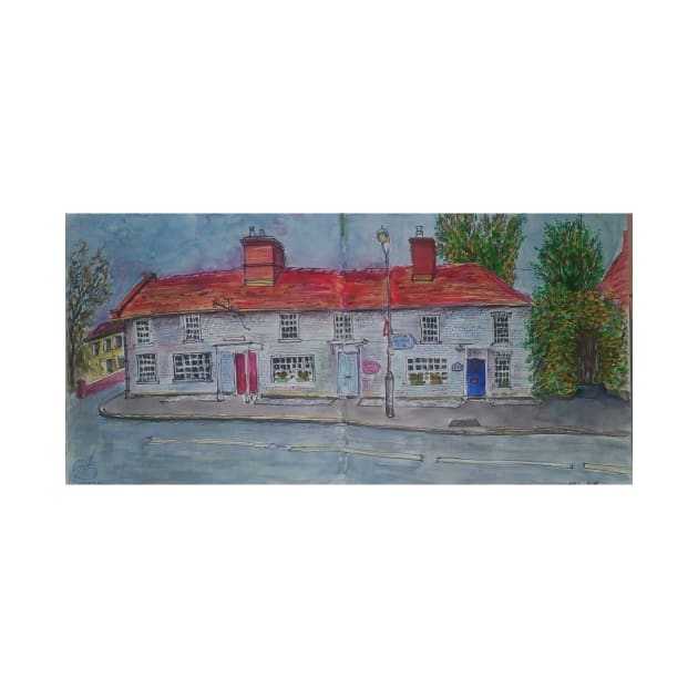 Watercolor Sketch - The Swan Cottages. Linton, Cambridgeshire, UK by IgorPozdnyakov