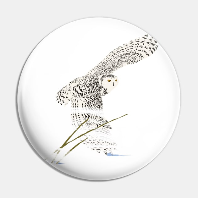 The snowy owl in flight Pin by RobertBretonArt