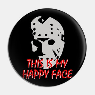 Horror Movie Jason Happy Face Pin