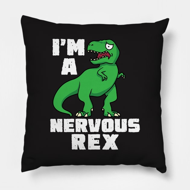 Nervous Rex Funny Dinosaur Shirt Pillow by redbarron