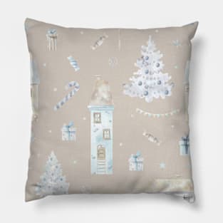 Trendy Pastel Xmas Pattern Winter Snow Christmas Pillow