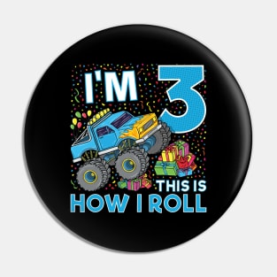 3rd Birthday Monster Truck Party Gift 3 Year Old Boy Pin