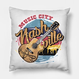 Vintage Nashville Music City Pillow