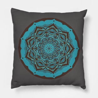 Teal Brown Mandala Pillow