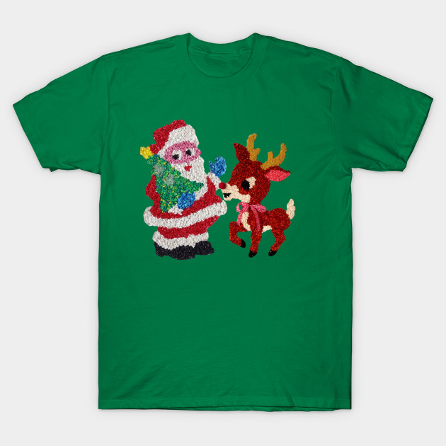 Santa & Rudolph Vintage Melted Plastic - Christmas - T-Shirt