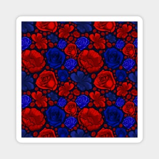 Beautiful Red and Blue Floral Fashion Print Magnet