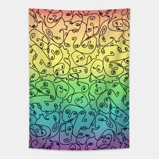 Funky Faces on Rainbow Tapestry