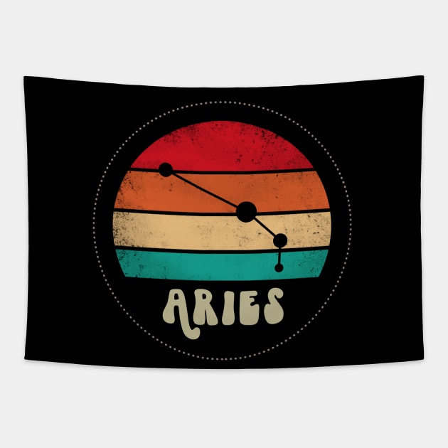 Aries Retro Sunset Tapestry by Darkstar Designs