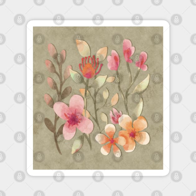 Bohemian Style Floral Flowers Boho Chic Soft Colors Magnet by Sassee Designs