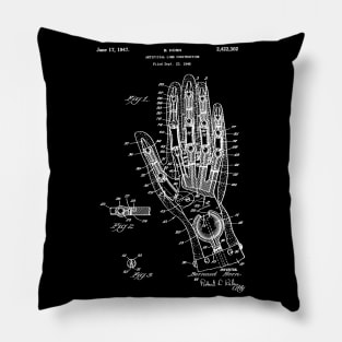 Artificial hand 1947 Patent , Prosthetic hand Patent Artificial hand, Prosthetics Office Wall Art Print, Doctors Patent Illustration Pillow