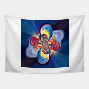 vividly coloured pattern in turquoise blue yellow and red twisting design Tapestry