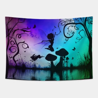 Cute fairy dancing in the night Tapestry