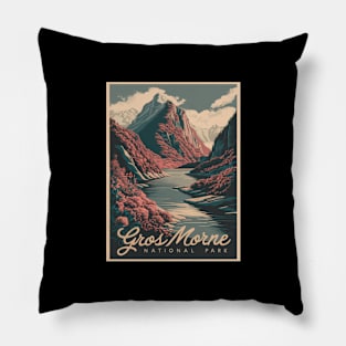 Gros Morne National Park Of Canada Retro Vacation Poster Pillow