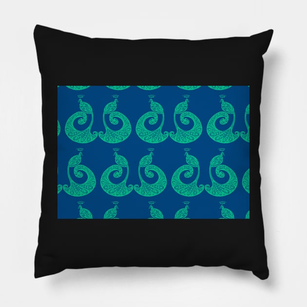 Be Proud - Perfectly Peacocks - Blue/Green Pillow by lottibrown