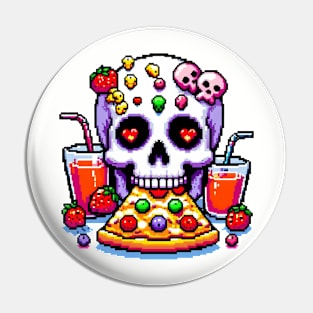 Pizza and Skull Pin