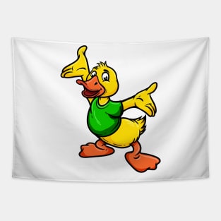 Cute Anthropomorphic Human-like Cartoon Character Duck in Clothes Tapestry