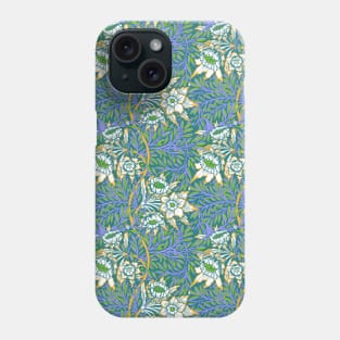 William Morris Tulip and Willow Pattern on Teal Phone Case