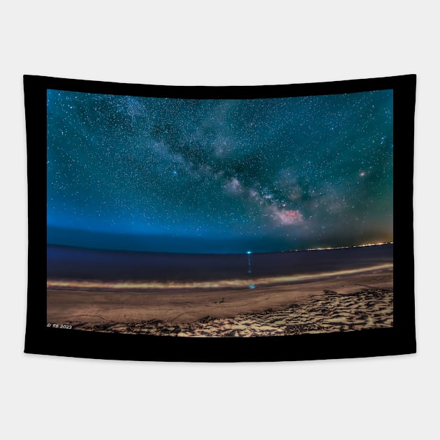 Milky Way Over Saco Bay Tapestry by BeanME