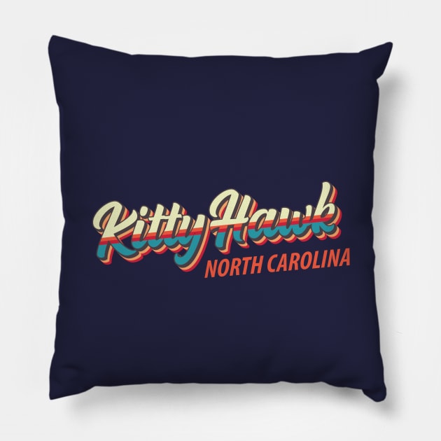 Kitty Hawk North Carolina Outer Banks Vintage Rainbow Script Pillow by TGKelly