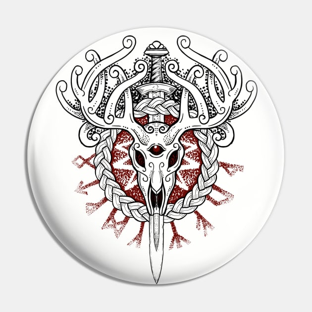 Deer viking skull Pin by BlackForge