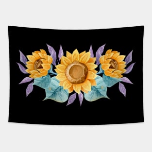 Watercolor Sunflower Border Tapestry