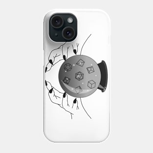 Roll for Your Fate - Polyhedral Dice Crystal Ball Monochrome Phone Case