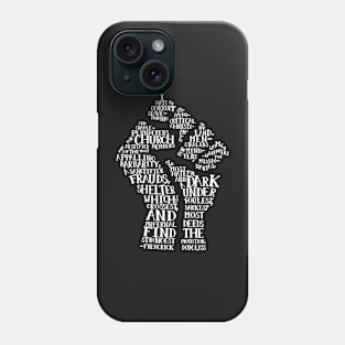 Raised Fist quote-cloud (white) by Tai's Tees Phone Case