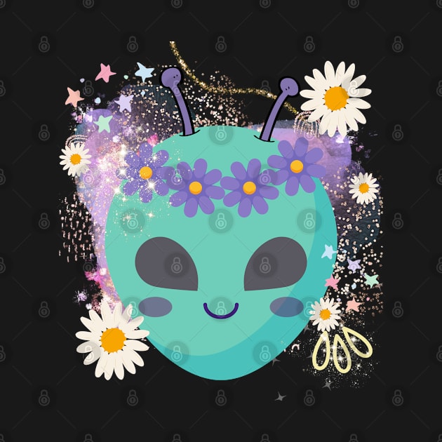 Cute Alien with flowers by Don’t Care Co