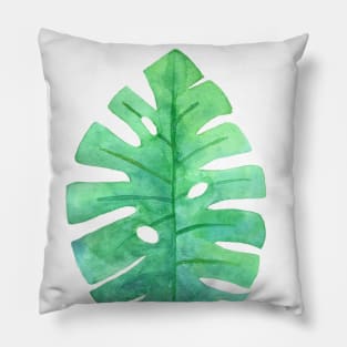 Monstera Lush Green Leaf Pillow