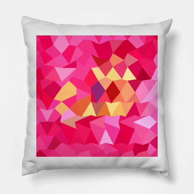 Brink Pink Abstract Low Polygon Background Pillow by retrovectors