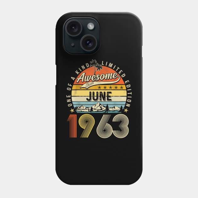 Awesome Since June 1963 Vintage 60th Birthday Phone Case by Ripke Jesus