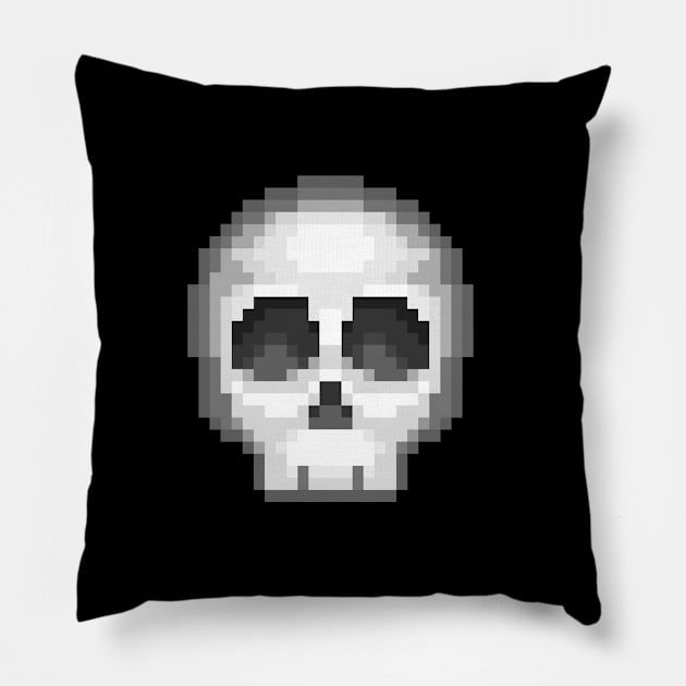 Skull Pixel Art Pillow by Orpheus