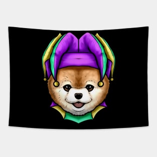 Cute Bear with Jester Hat for Mardi Gras Tapestry