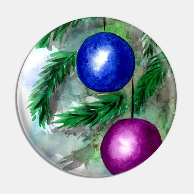 Blue and Purple Christmas Ornaments Pin by ZeichenbloQ