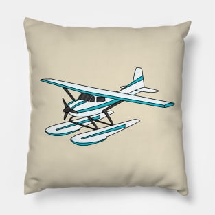 White blue seaplane illustration Pillow