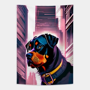 Rottweiler In Futuristic City Tapestry